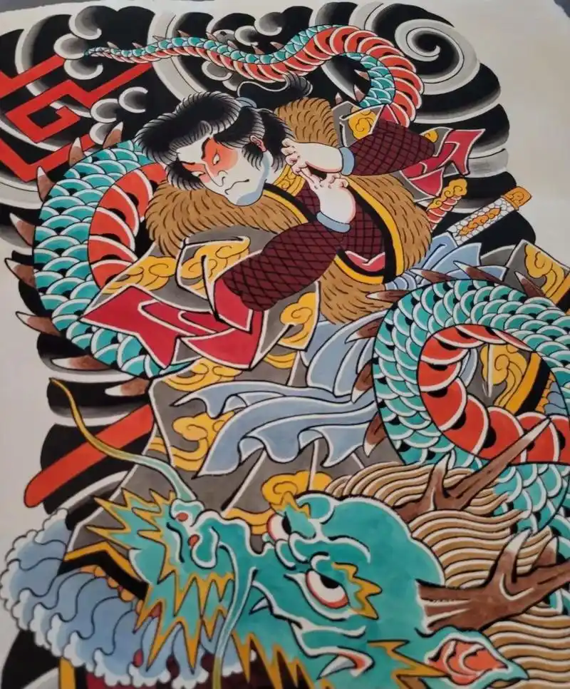 纹身手稿 #满背纹身 #老传统 #云龙九郎 #tattoo - 抖音