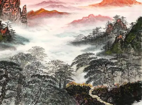 写意山水画《泰山日出》 - 写意山水画 - 99字画网
