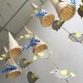 廊装饰幼儿园环创教室空中吊饰竹编挂饰手工风铃材料包森系创意