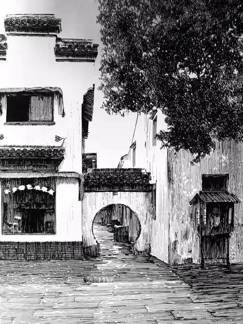 钢笔下的江南水乡古镇