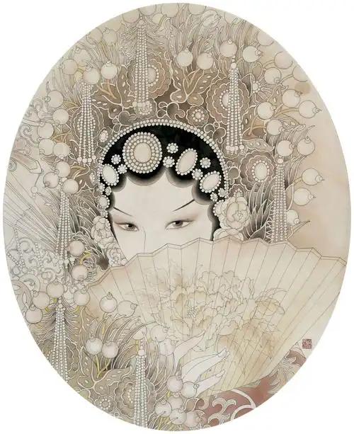 谢霖国画作品:《戏曲人物》