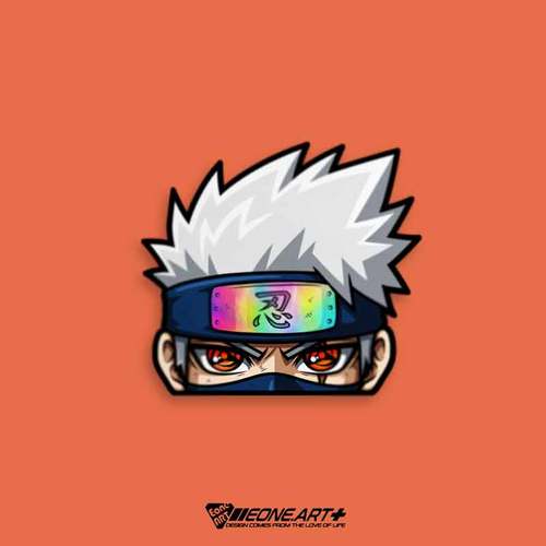 eone反光车贴火影忍者卡卡西可爱半头大眼睛偷看玻璃漆面防水贴纸