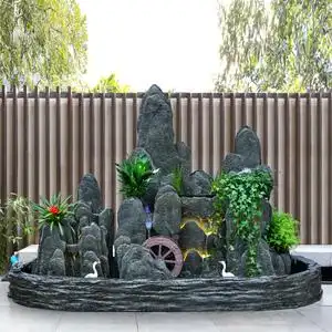 大型假山流水喷泉客厅室内水景装饰摆件落地花园庭院户外鱼池造景
