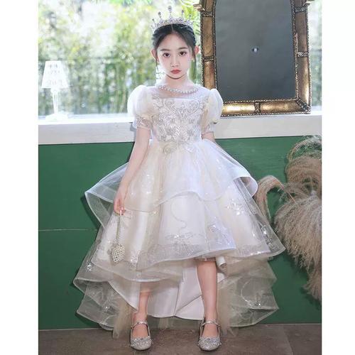 女童晚礼服出公主洋tw0236气高裙端花童走秀主持人儿童琴比赛演钢