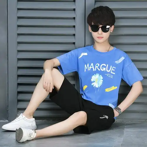 大童短袖套装12-15岁中小学生帅气夏装男孩子t恤