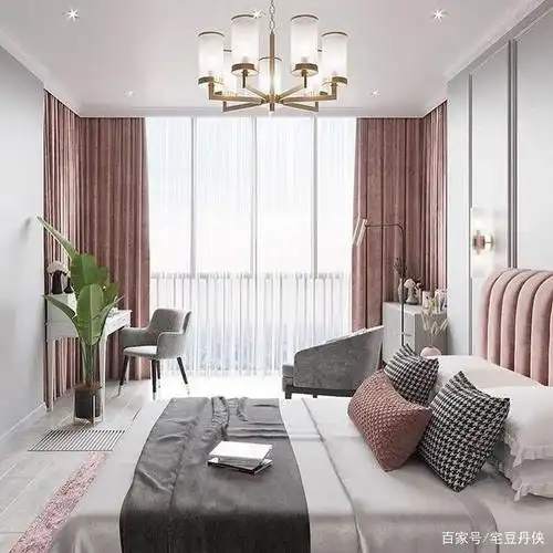 分享两间灰色×粉色系的卧室家装设计
