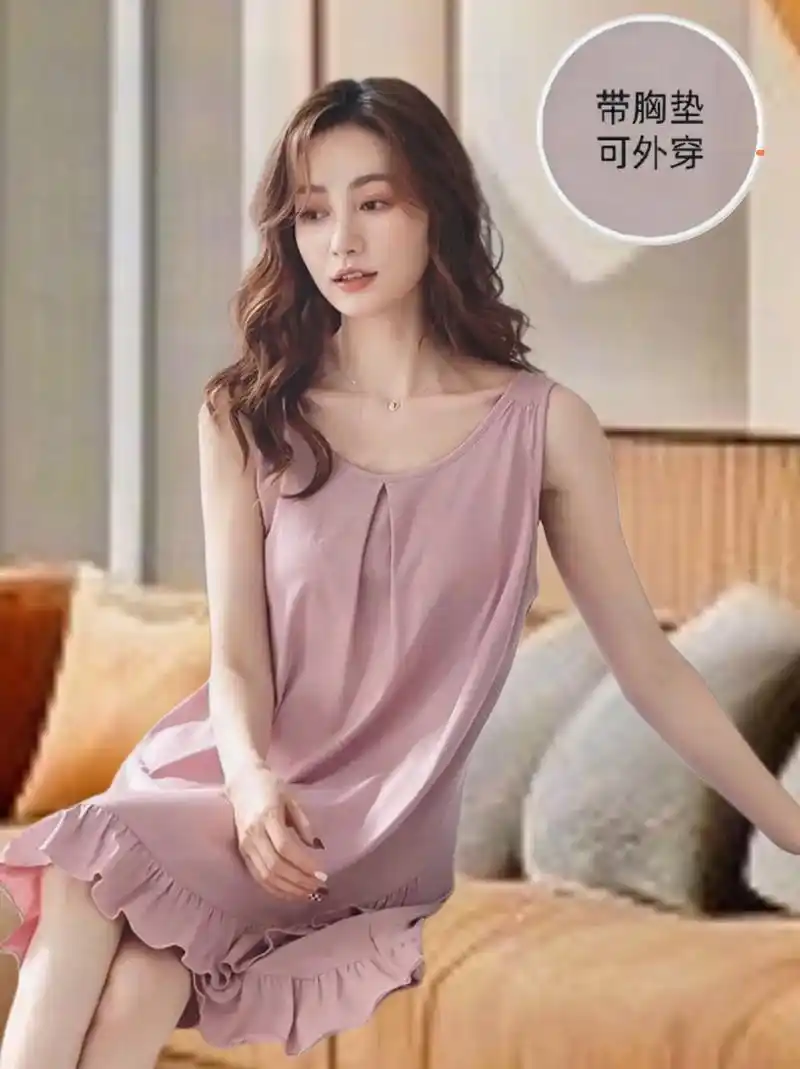 这款莫代尔宽松睡裙太好看啦!夏季凉感睡衣裙子,宽松大码家居服