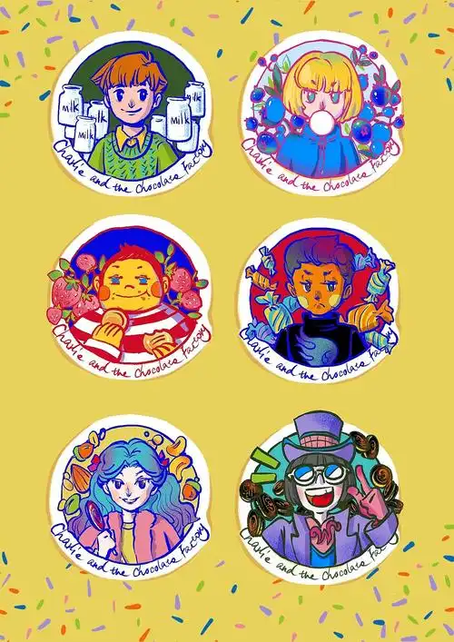 查理和巧克力工厂电影海报&人物形象练习|插画|商业插画|lynne苓