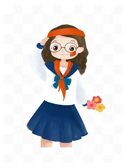 爱我中华卡通敬礼的女学生人物设计