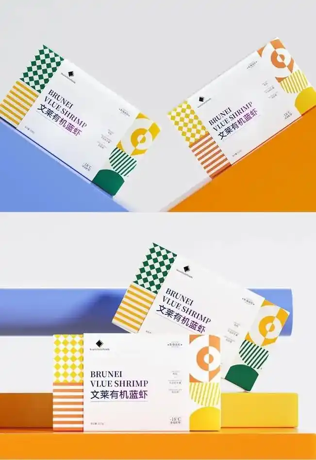 撞色拼接海鲜包装设计