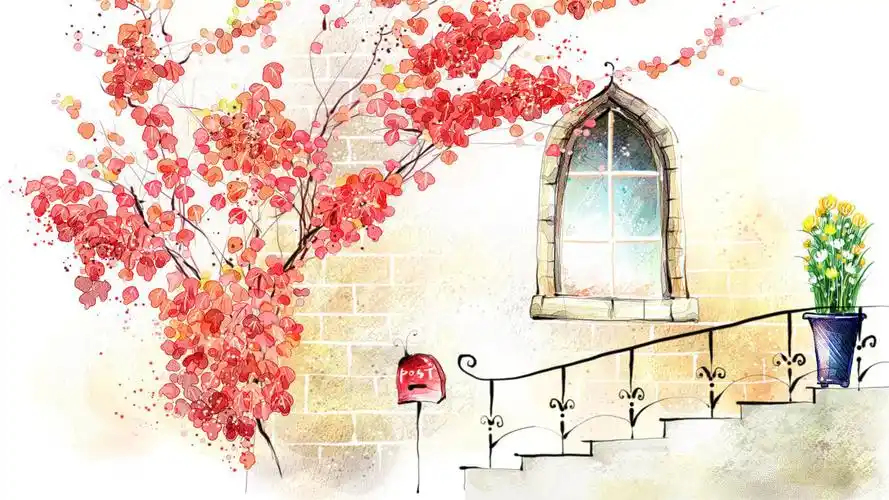 清新可爱手绘水彩插画电脑桌面壁纸