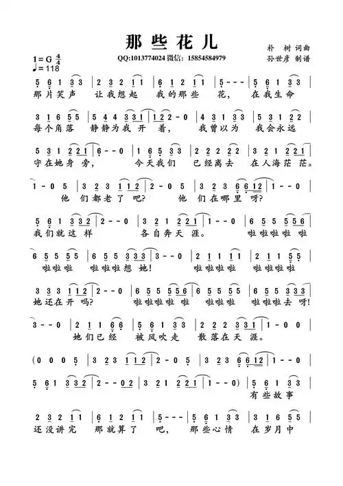 《那些花儿》歌词那些花儿 (live) - 王子文/朴树词:朴树曲:朴树编曲