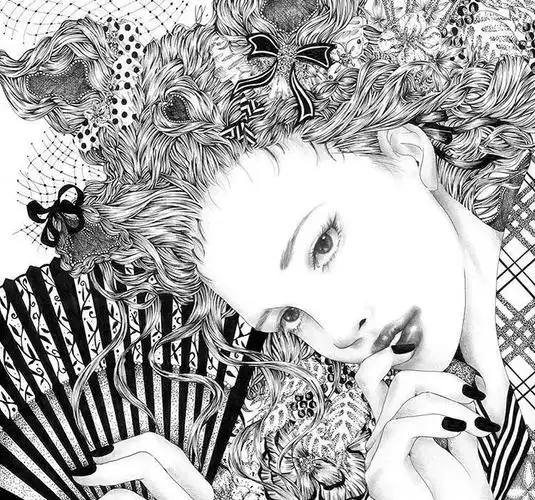 美的过分了日本插画师笔下的细密黑白线条小姐姐
