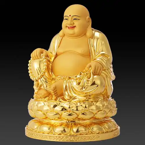 弥勒台湾纯铜贴金佛像笑佛大肚佛金身家家用摆件