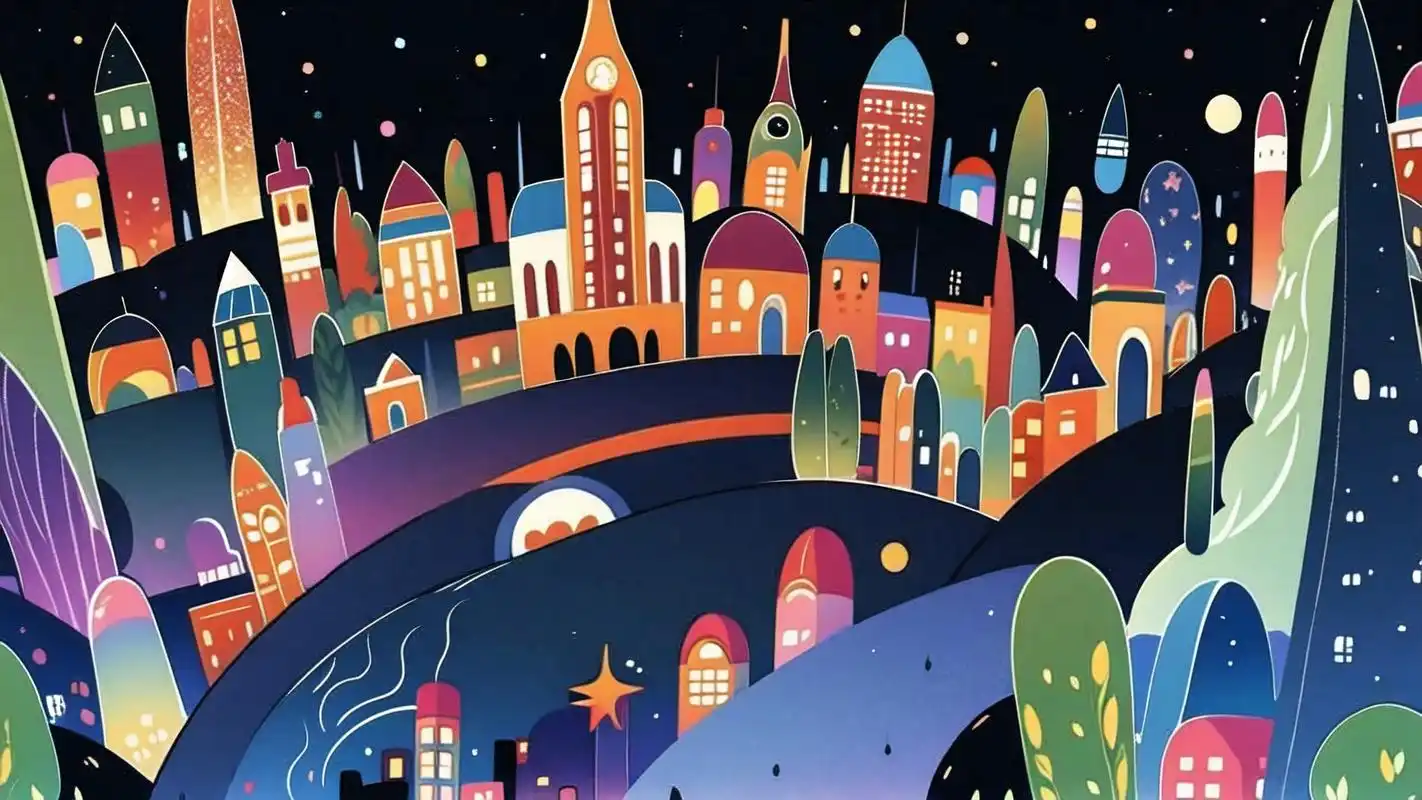 91卡通城市夜景横版壁纸精选93 90 沉浸在卡通城市的夜景中