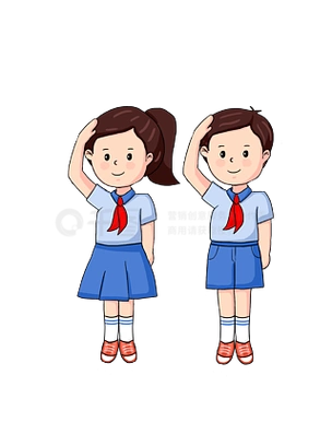 卡通手绘小学生敬礼少先队员升旗仪式行礼