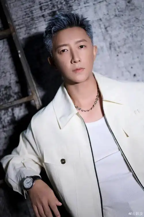 韩庚灰发三宫格##韩庚灰发三连拍