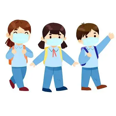 新年开学季小朋友戴口罩卡通人物元素开学季防疫png素材开学季防疫