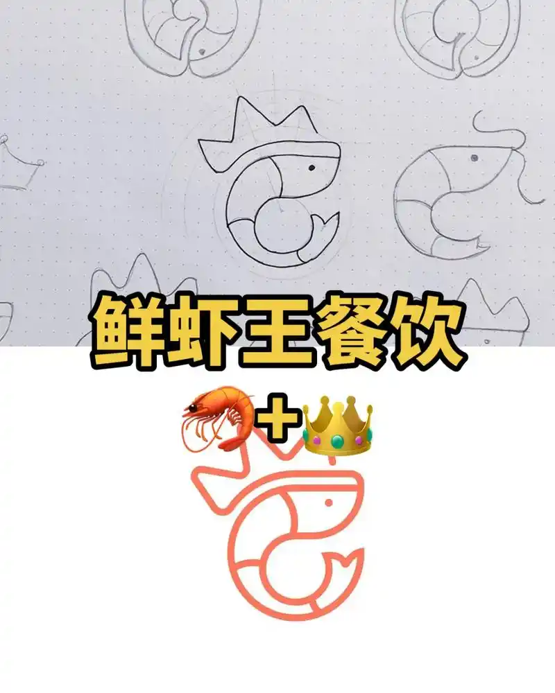 08 95 鲜虾王餐饮品牌#logo设计 #标志设计 #商标 - 抖音