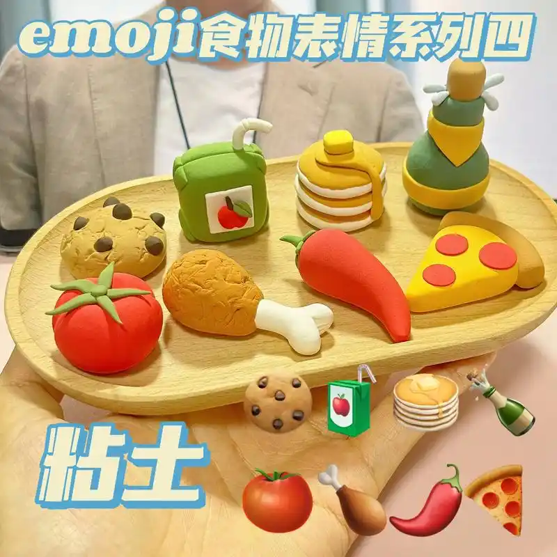 超轻粘土61教你做emoji食物系列表情四97超可爱哟!#超 - 抖音