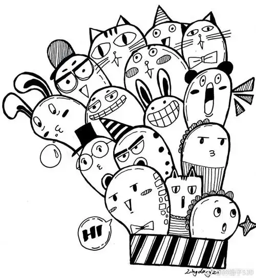 手绘线条黑白画 - 堆糖,美图壁纸兴趣社区