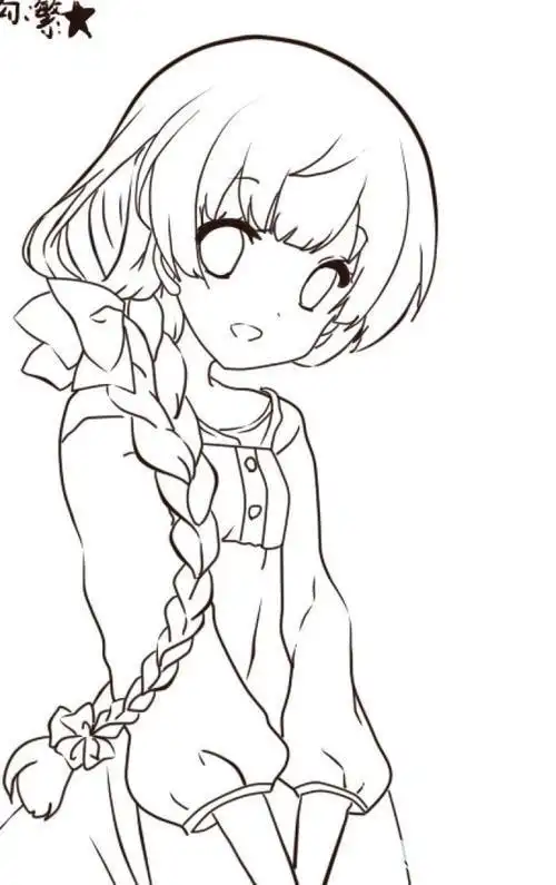 动漫人物女生素描绘画作品简笔画 手绘 素描 线稿 613637sai人物简笔