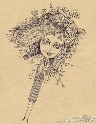 手绘漂亮的线条画越南艺术家mrsithzam的插画