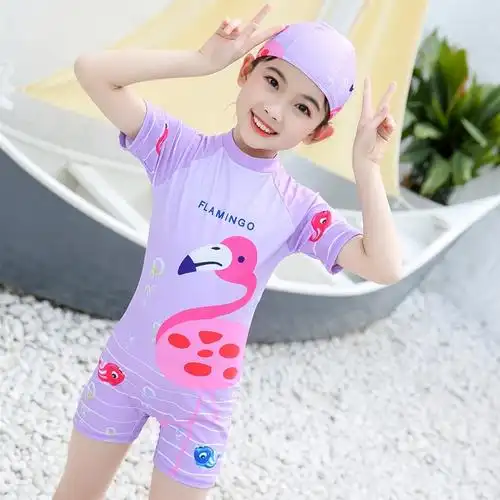 儿童连体泳衣女童中大童卡通泳装公主闪电客小女孩宝宝可爱游泳套装