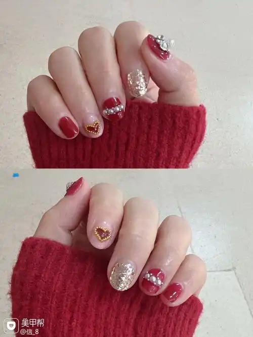 红色美甲图片