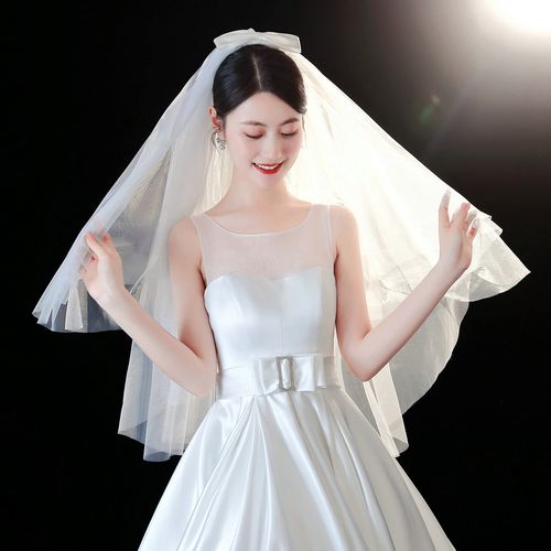新娘主结婚纱女头新款白色拍照道具头饰超仙头纱