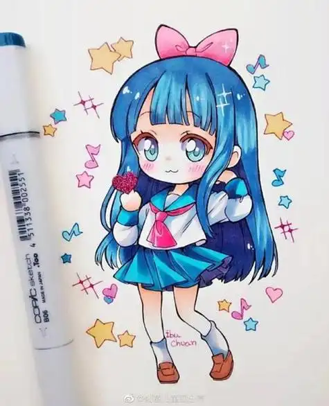 简笔画|简单可爱女孩卡通手绘人物头像教程彩铅和铅笔画动漫人物看看