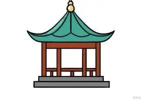 亭子儿童画怎么画 亭子简笔画简单