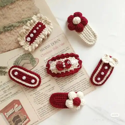 笔记灵感  #我的手工日常  ##钩针编织发夹图解  #发夹  #钩针发夹