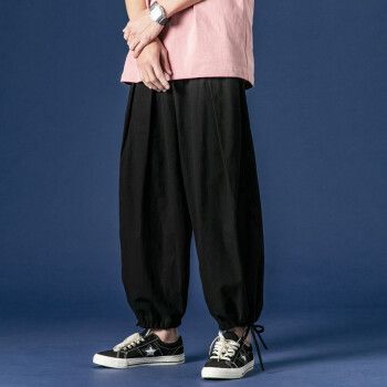 boyxco秋季新款日系港风宽松束腿裤灯笼裤男士休闲裤bf风阔腿大裤子