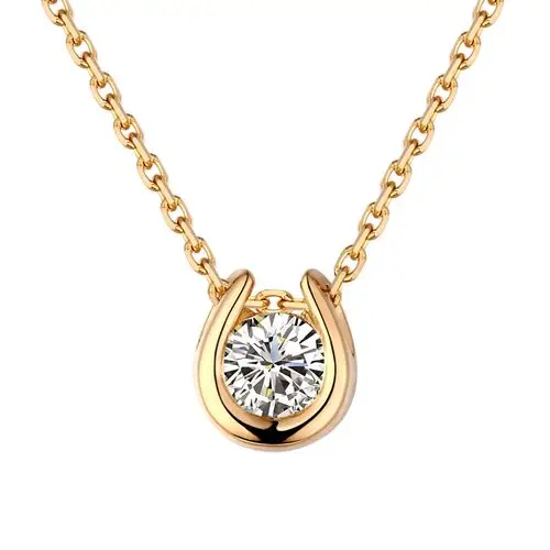 钻石宝石金钻石单颗白金吊坠锁骨玫瑰矿工马蹄颈饰