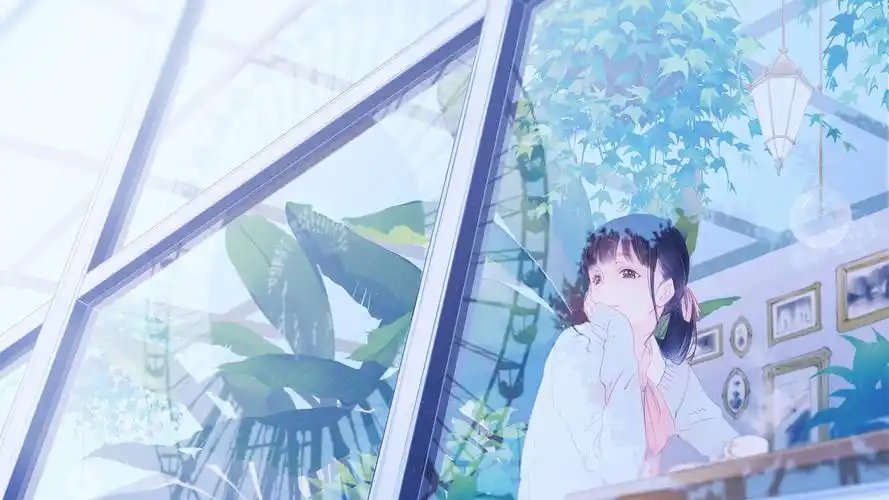 治愈系二次元卡通少女壁纸,阳光下的女孩,美好而纯真