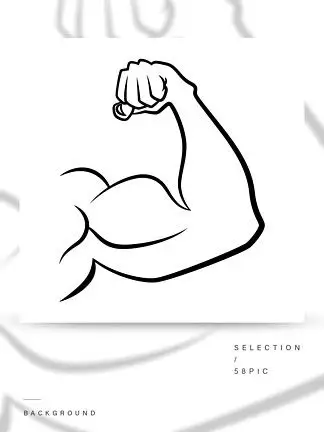 强壮的手与肌肉矢量 i>一 /i>手拉图标手肌肉线性图强壮的手与肌肉