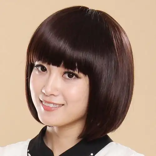 假发女短发齐刘海蓬松bobo头斜刘海女士款逼真波波头发型发套自然黑三