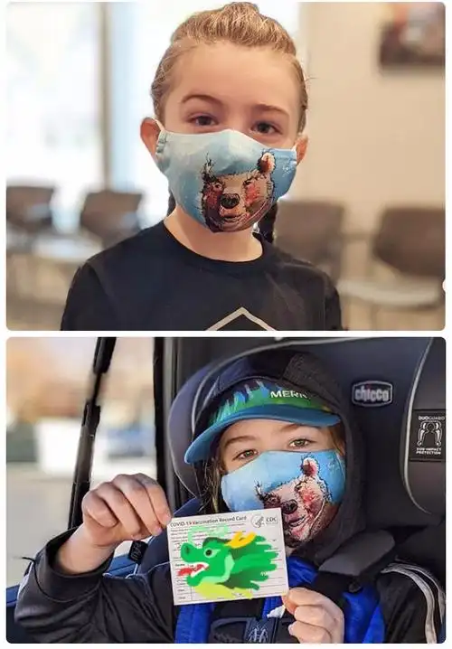 sundayafternoons儿童青少年艺术涂鸦卡通可爱冷感防晒口罩透气山羊