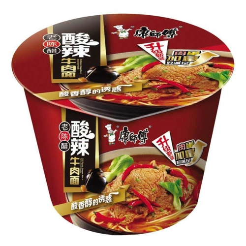 康师傅超爽桶老陈醋酸辣牛肉面 163g/桶 6920698433543