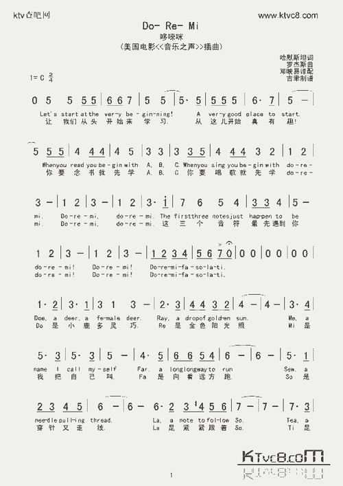 do- re- mi(哆唻咪)_歌谱简谱_哆来咪123曲谱网