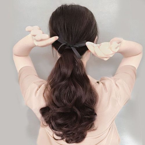 马尾假发女生低扎梨花马尾长卷发大波浪长发绑带式网红蓬松假辫子
