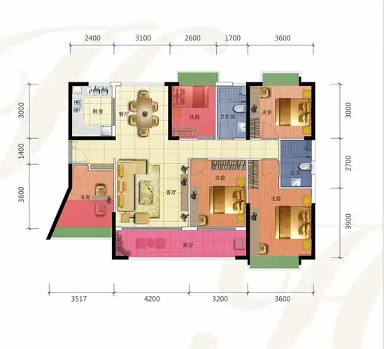 h户型  建筑面积约:136.00㎡
