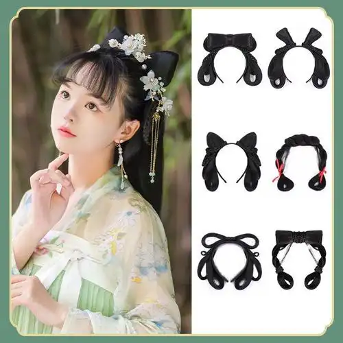 古风发箍发包懒人发髻手残党假发头箍一体汉服新手古装造型发饰小辫子