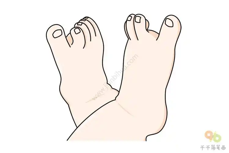 脚简笔画彩色可爱