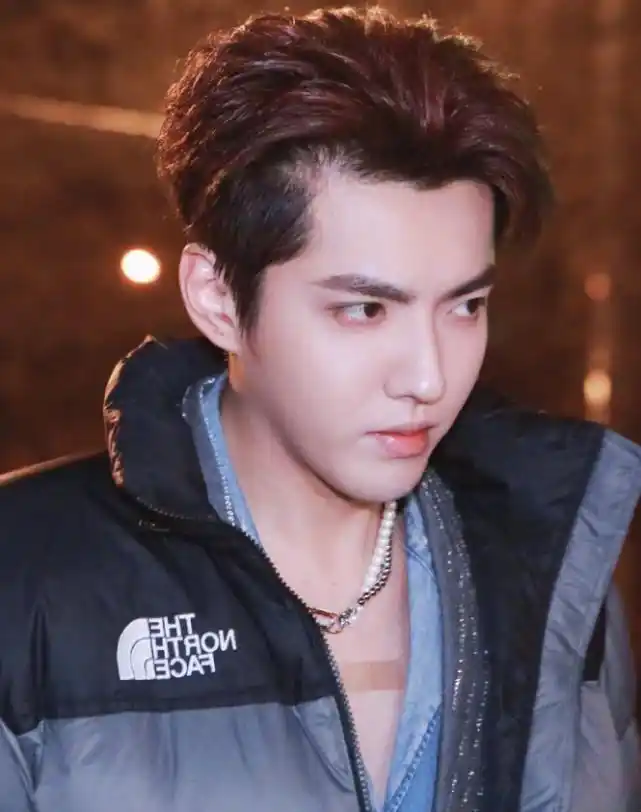 吴亦凡"上班图"全网传,大背头配条纹西装,真实颜值太耐抗了