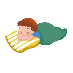 趴着睡觉的男孩小男孩在西瓜上睡觉手绘卡通月亮棕色衣服的稻草人站