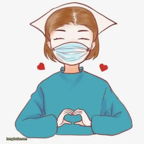戴着口罩比爱心的护士姐姐简笔画大全