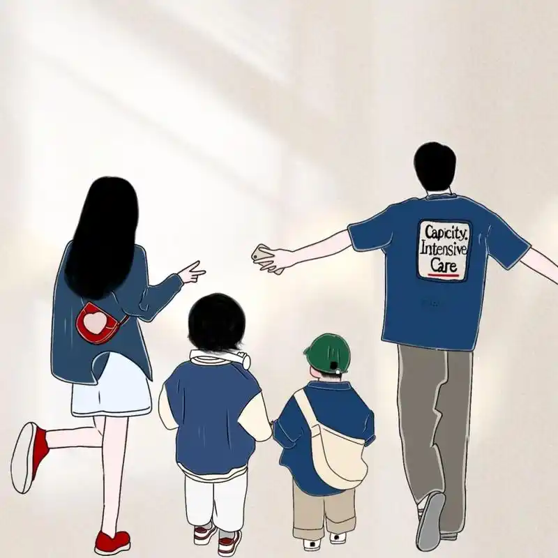 全家福手绘亲子头像一家三口四口无水印 是烟火气 是归属感 是陪伴 是