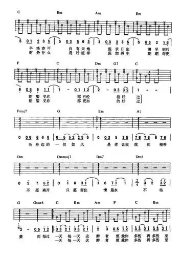 每天爱你多一些 - 免费吉他谱 - 百万吉他谱免费看